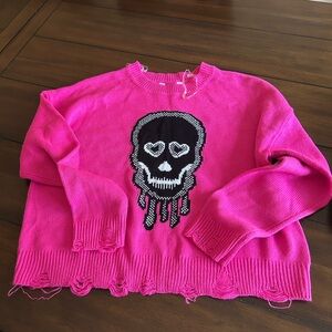 NWT No Boundaries distressed skull sweater